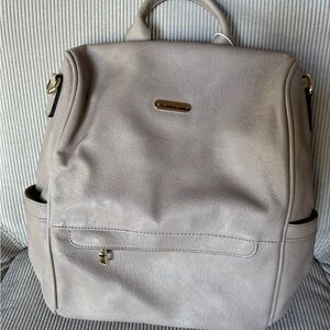 Elegant Taupe Faux Leather Backpack